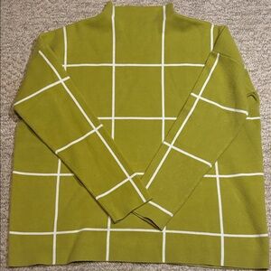 Cynthia Rowley Men's Turtleneck Sweater in Olive with White Grid